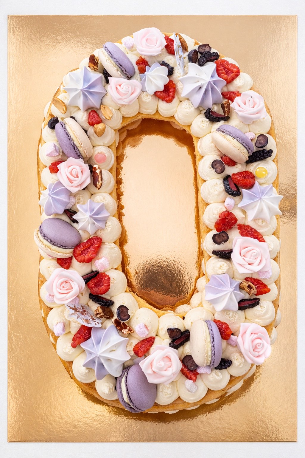 Gâteau en forme de chiffre décoré de fruits